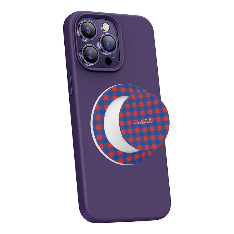 Cobalt & Poppy Gingham Anello e supporto per telefono-zoom-