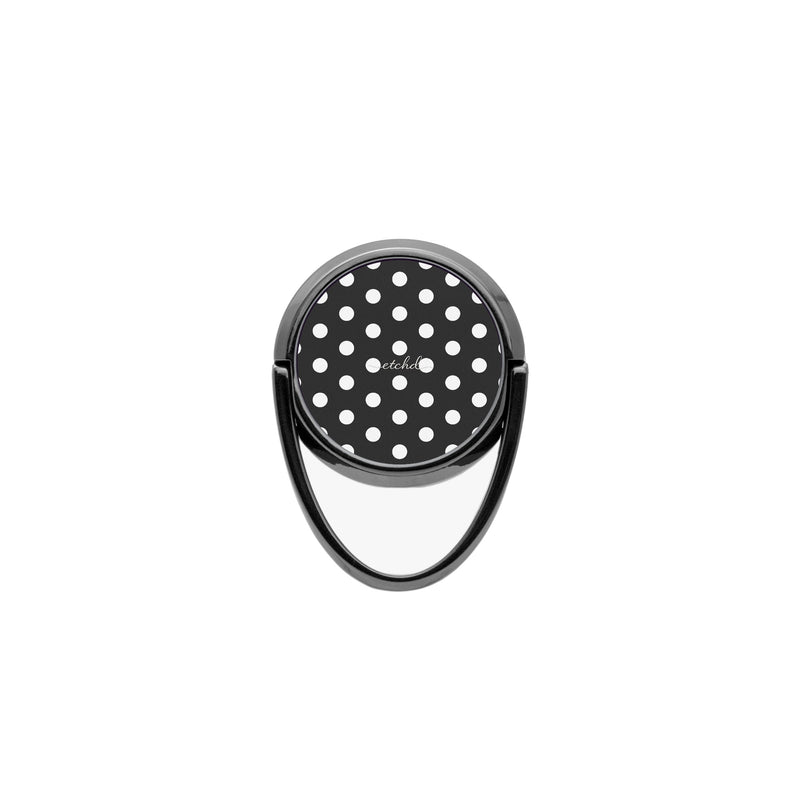White & Black Polka Dot Ring-Halterung fürs Handy-zoom-