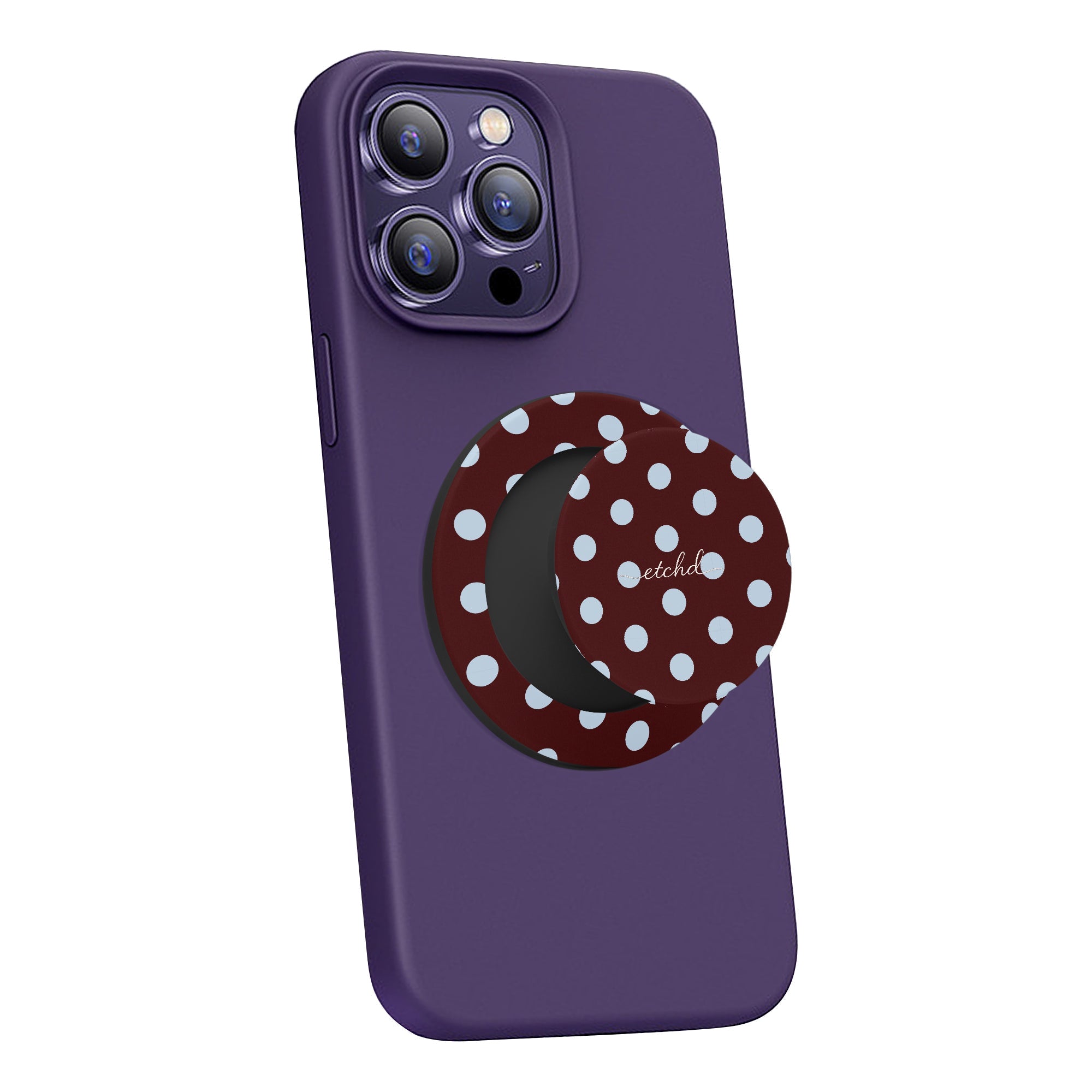 Cherry & Blue Polka Dot Phone Grip And Stand by etchd, view 4