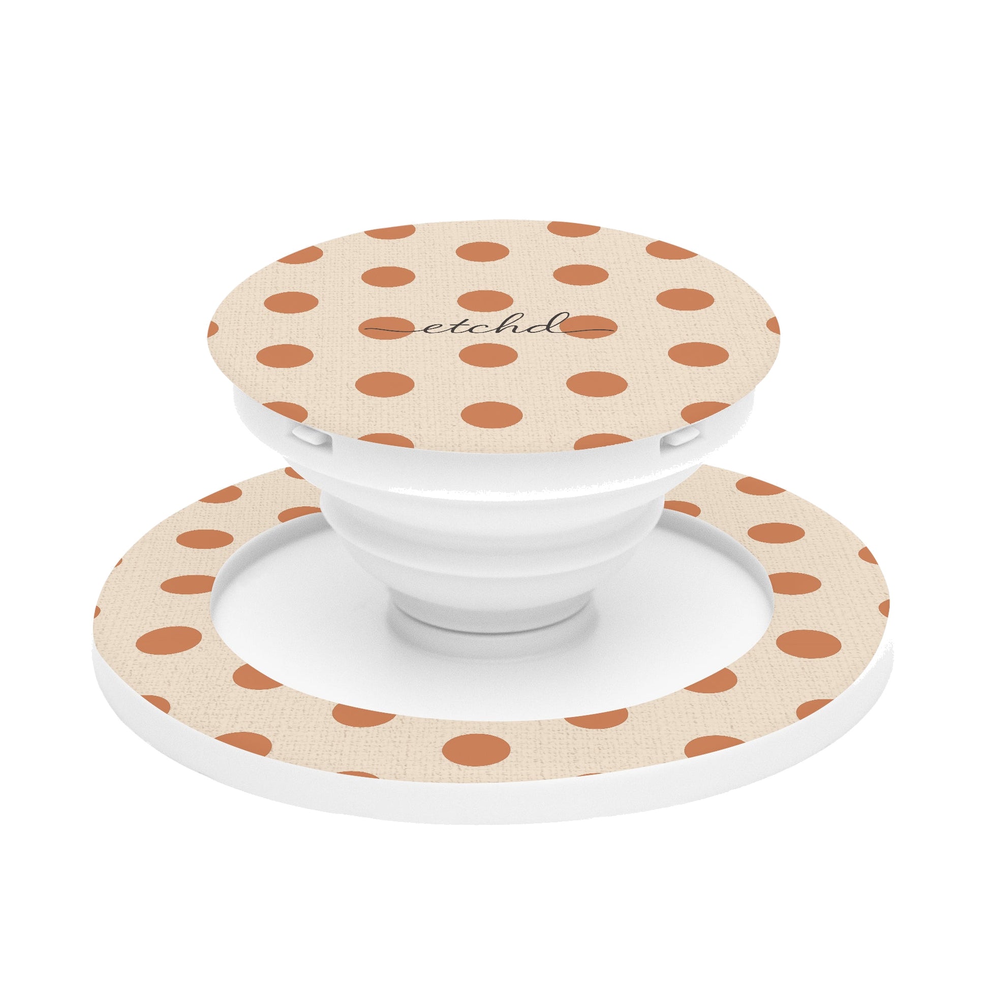 Terracotta Polka Dot Phone Grip And Stand by etchd