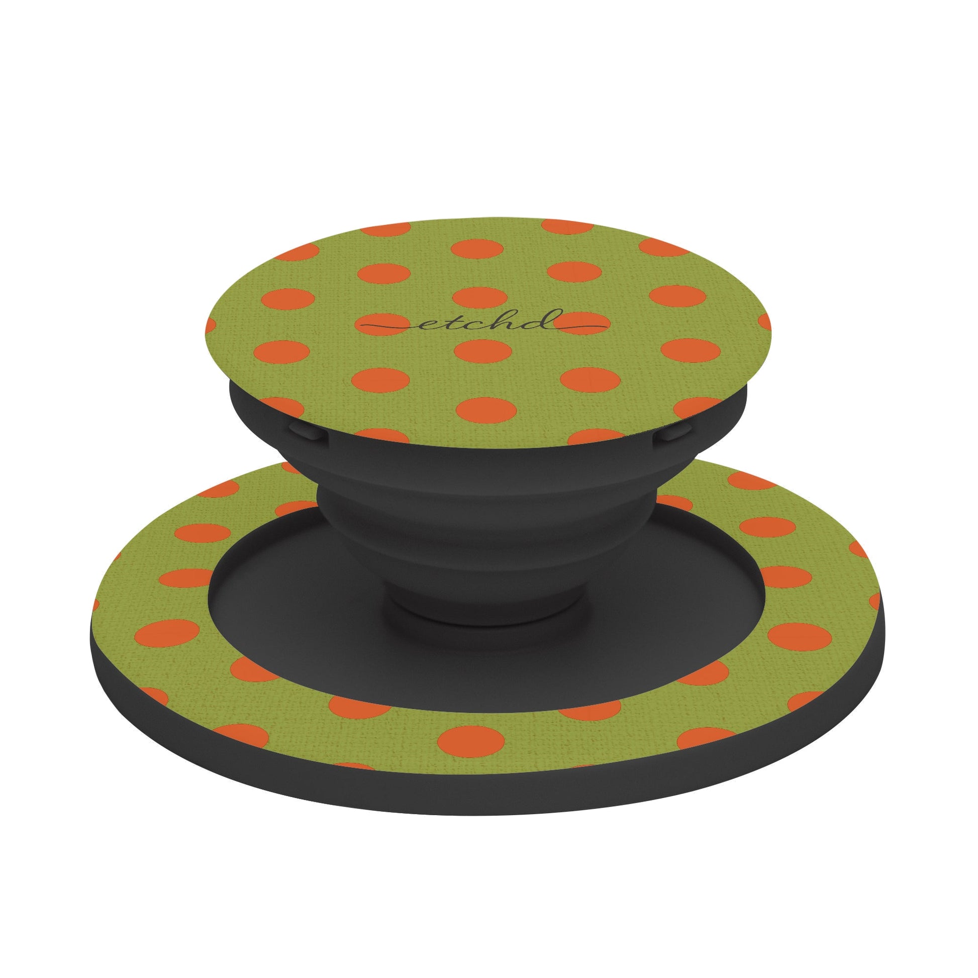 Persimmon And Wasabi Polka Dot Phone Grip And Stand by etchd, view 6
