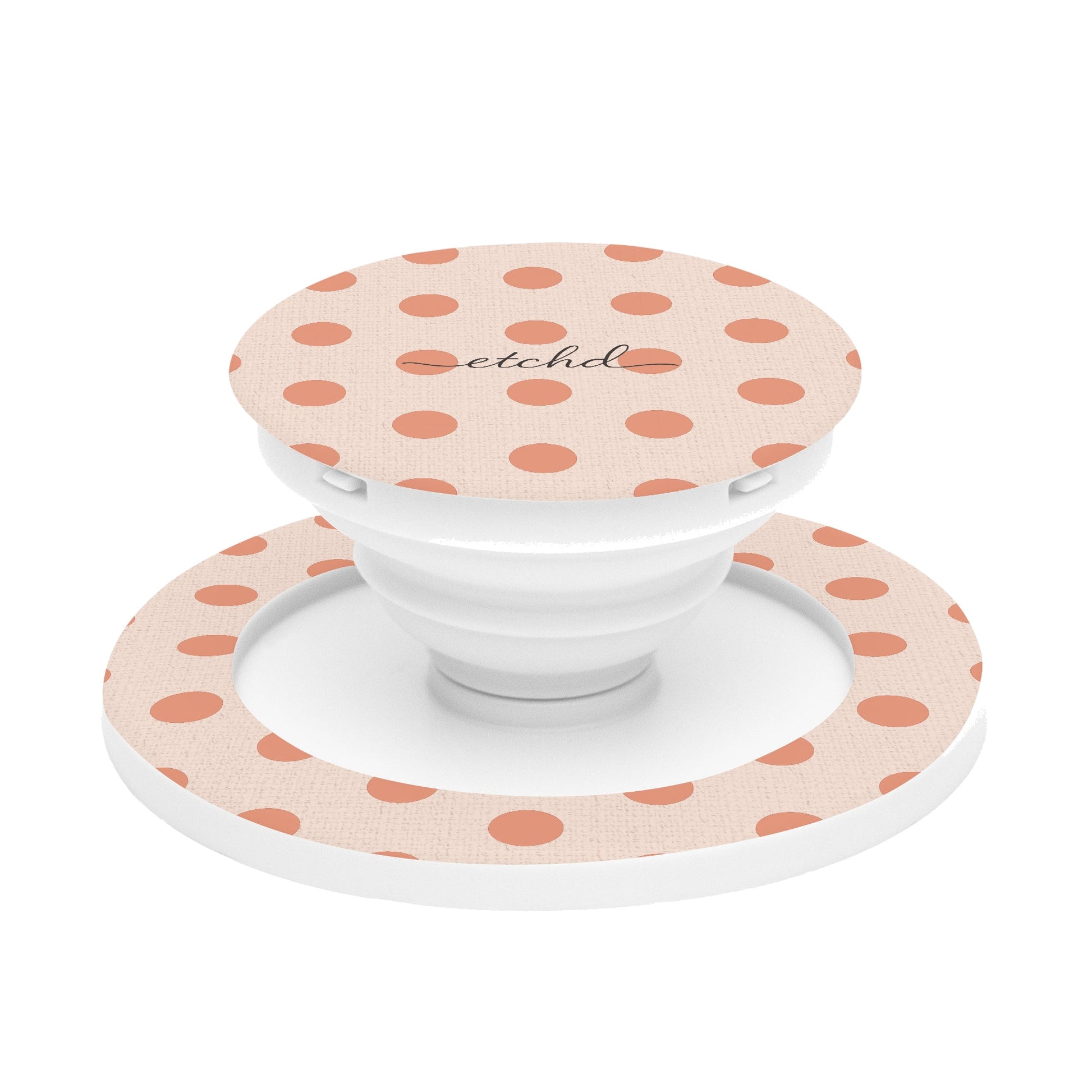 Coral Polka Dot Phone Grip And Stand by etchd