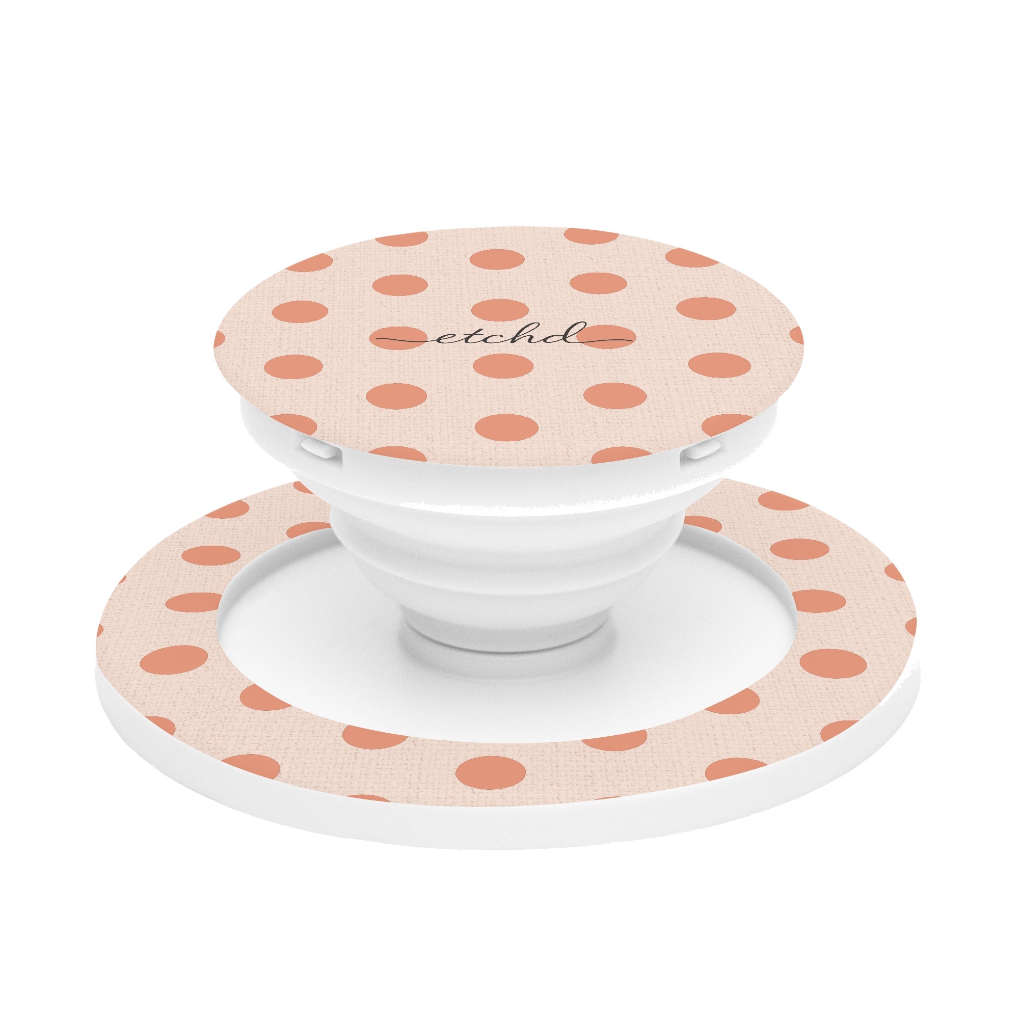 Coral Polka Dot Phone Grip And Stand by etchd