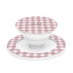 Pink & White Gingham Anello e supporto per telefono di etchd