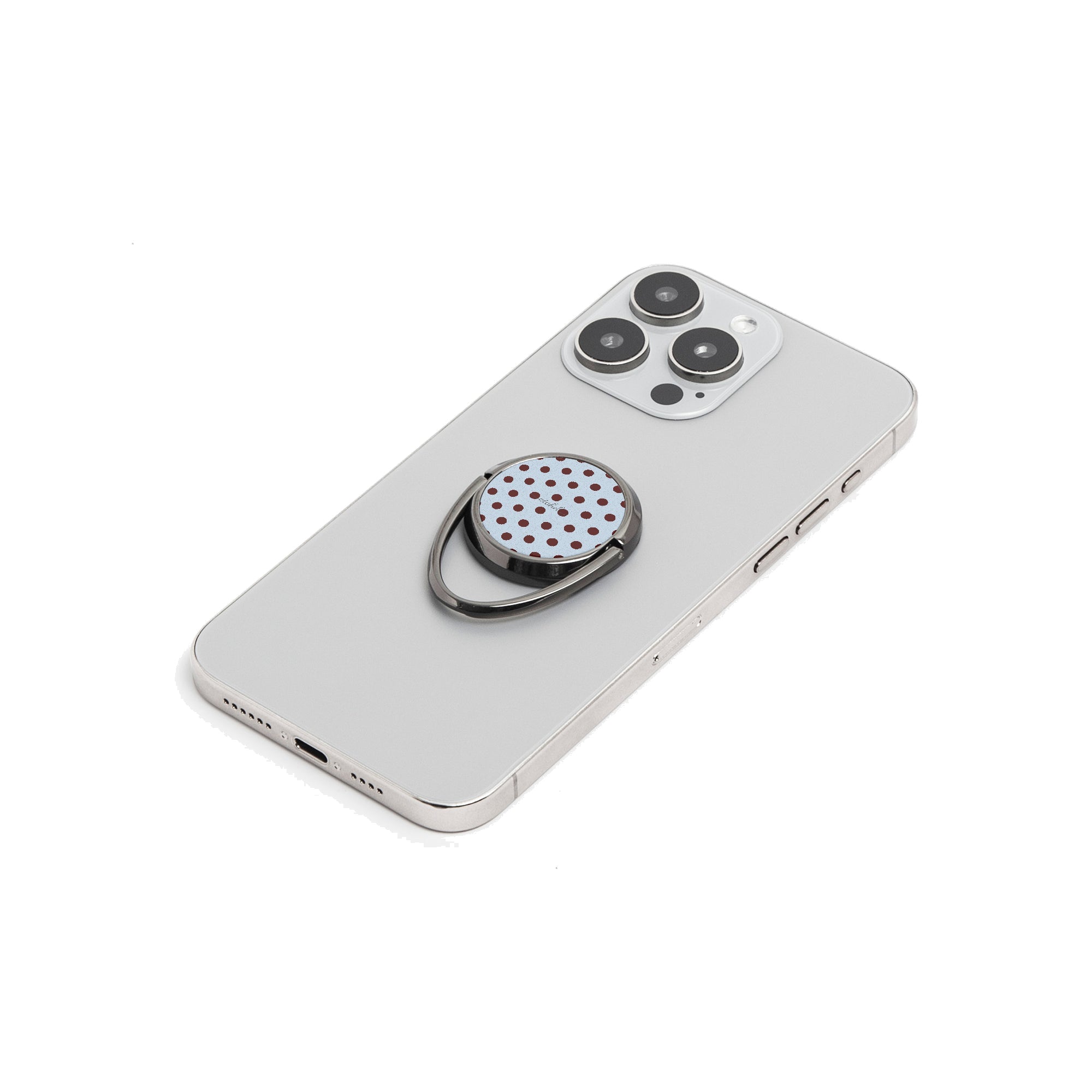 Blue & Cherry Polka Dot Phone Ring Holder by etchd, view 6