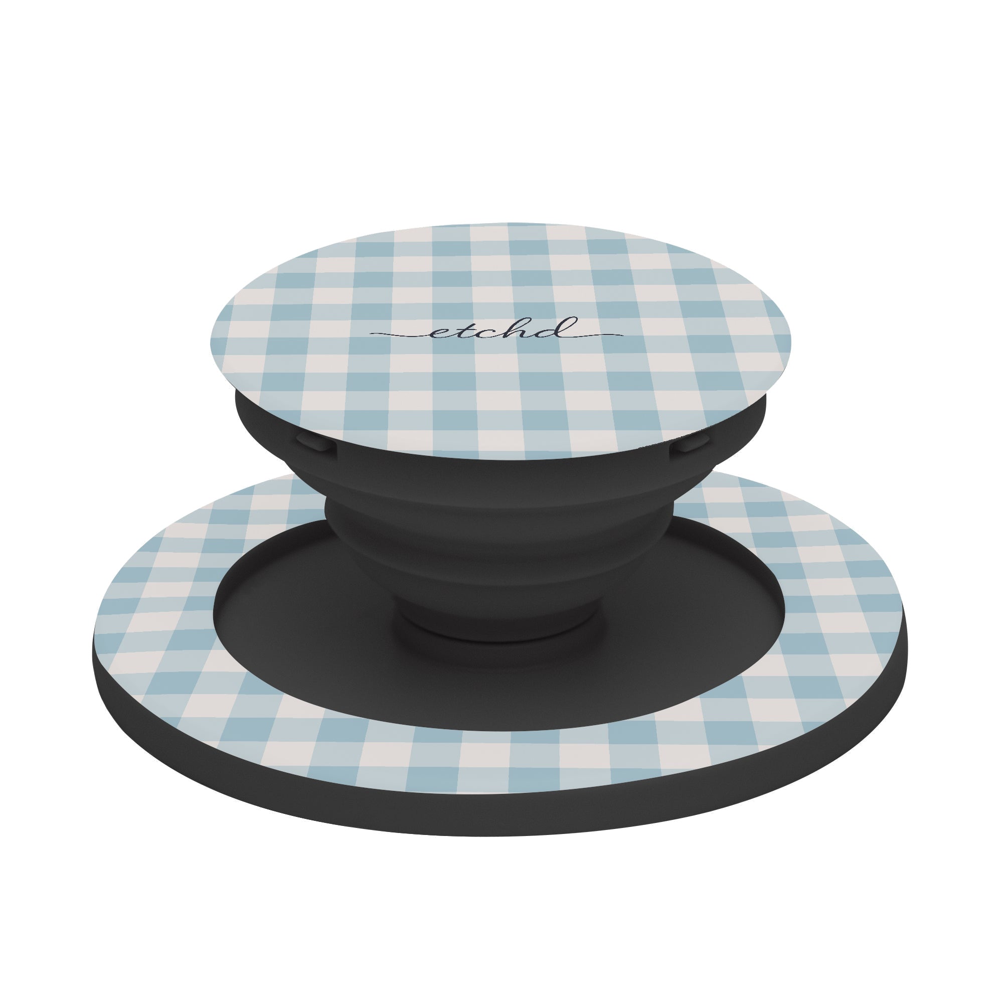 Cornflower & White Gingham Phone Grip And Stand by etchd, view 6
