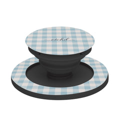 Cornflower & White Gingham Phone Grip And Stand by etchd, view 6