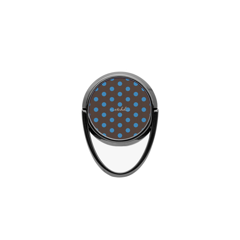 Cerulean And Espresso Polka Dot Phone Ring Holder-zoom-