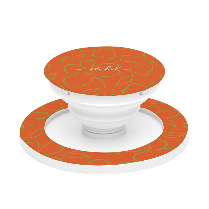 Persimmon & Wasabi Floral Phone Grip And Stand-zoom-