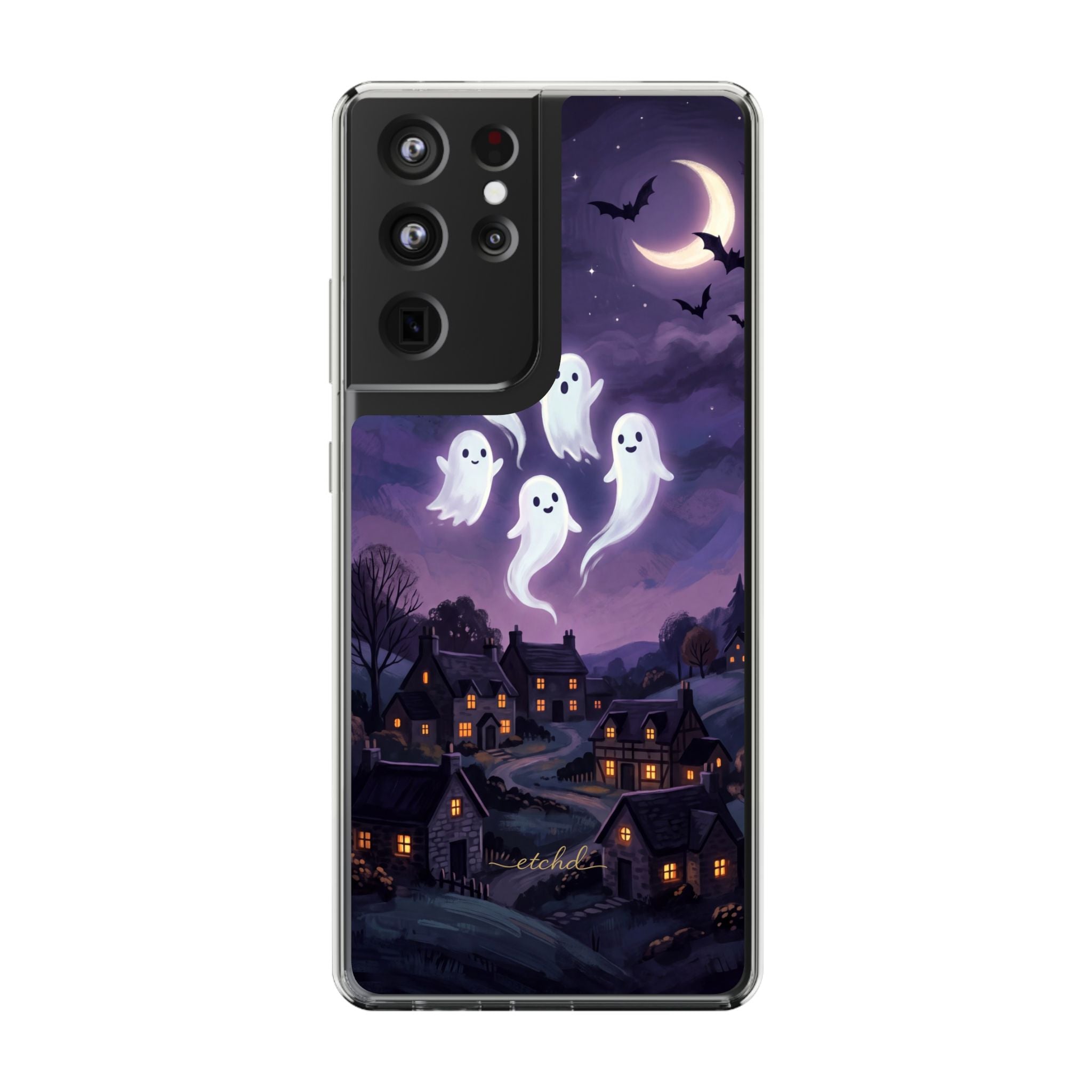 Ghost Parade Clear Phone Case by etchd