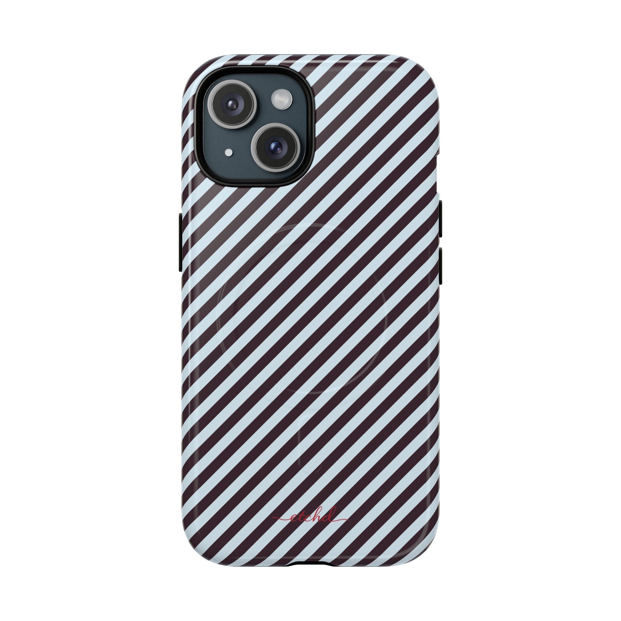 Plum & Blue Striped Diagonal Funda magnética para móvil de etchd, vista 2
