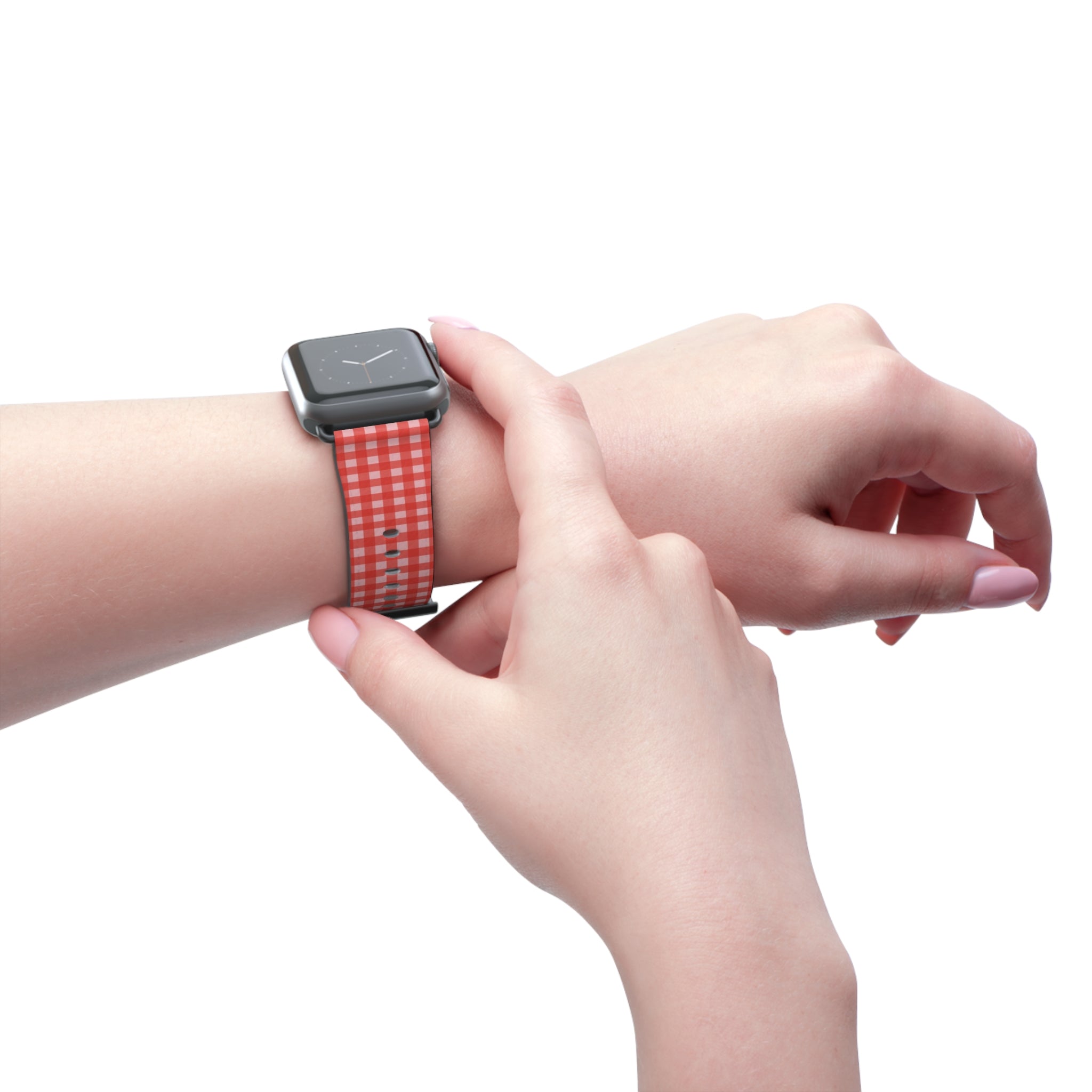 Blush & Poppy Gingham Smartwatch Strap by etchd, view 11