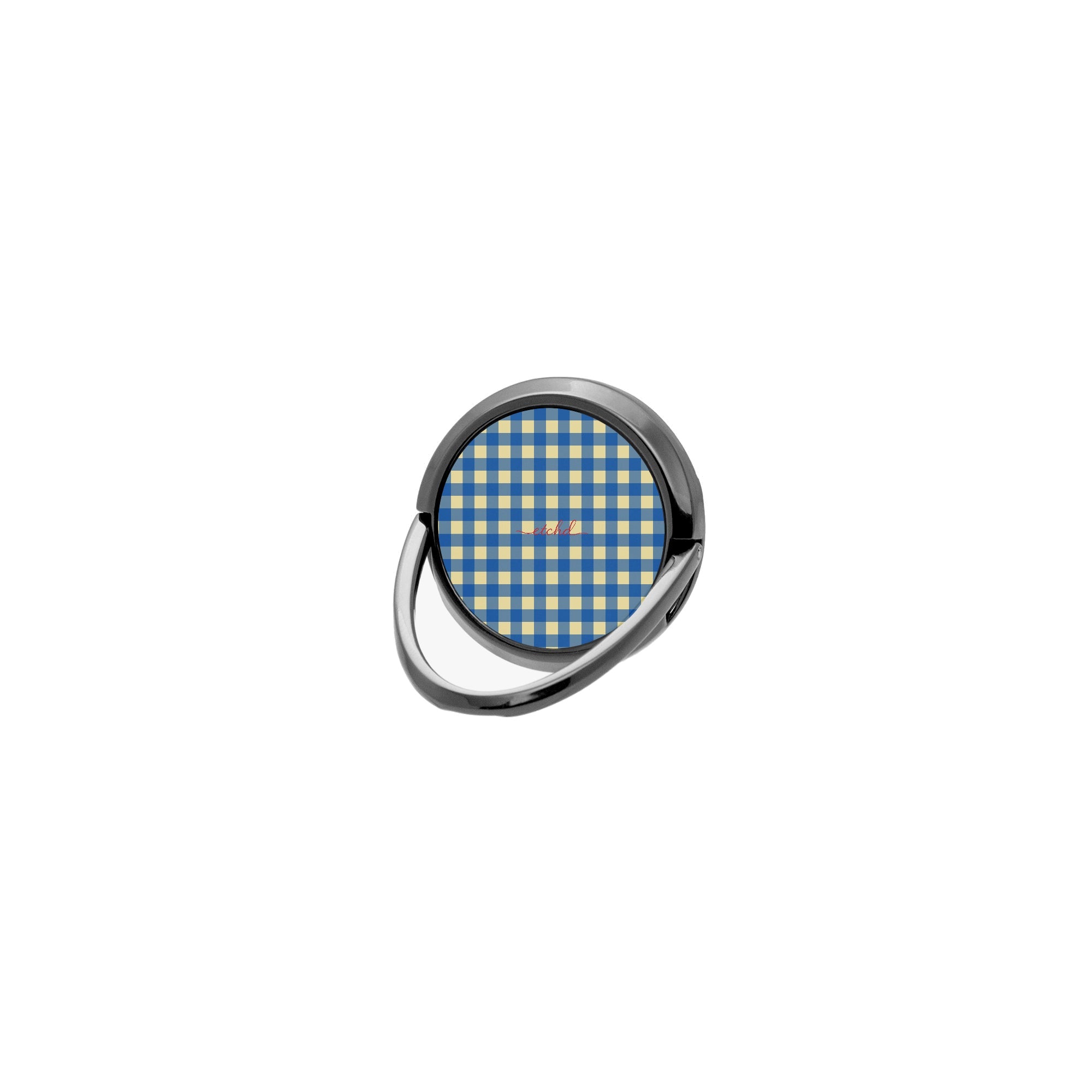 Butter & Cobalt Gingham Phone Ring Holder by etchd