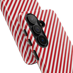 Classic Red & White Striped Diagonal Phone Case by etchd, view 209