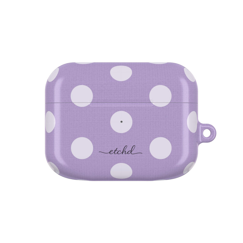 Cream & Lilac Polka Dot AirPod Case by etchd