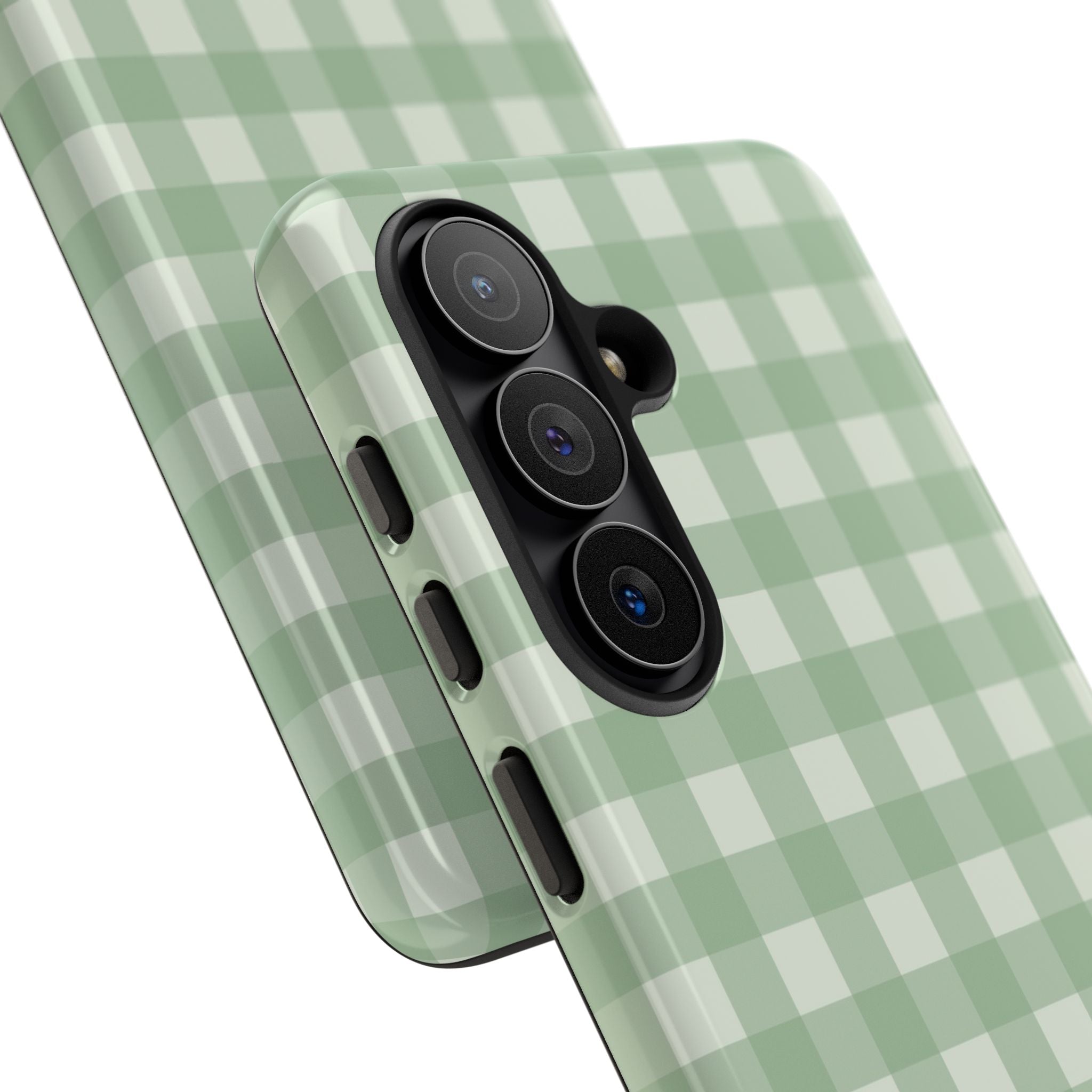 Sage & Cream Gingham Phone Case by etchd, view 209