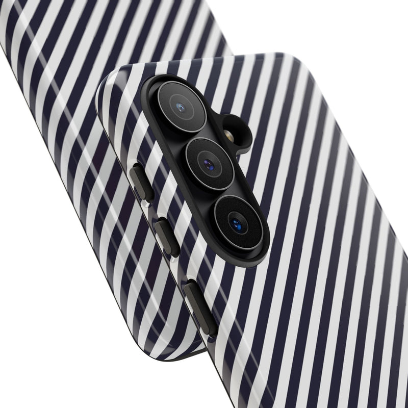 Navy & White Striped Diagonal Phone Case by etchd, view 209