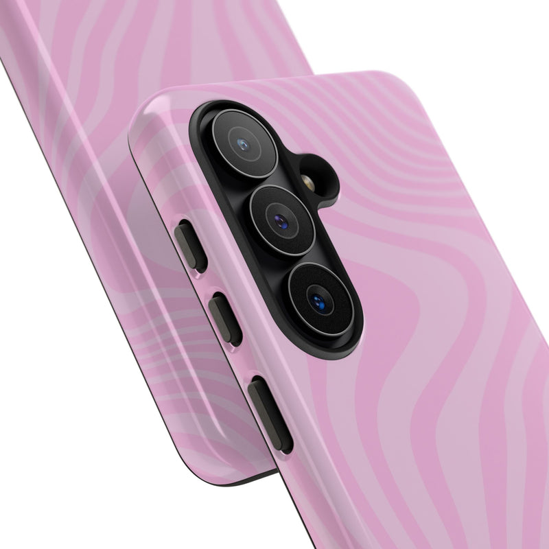 Pink Curved Lines Phone Case by etchd, view 209