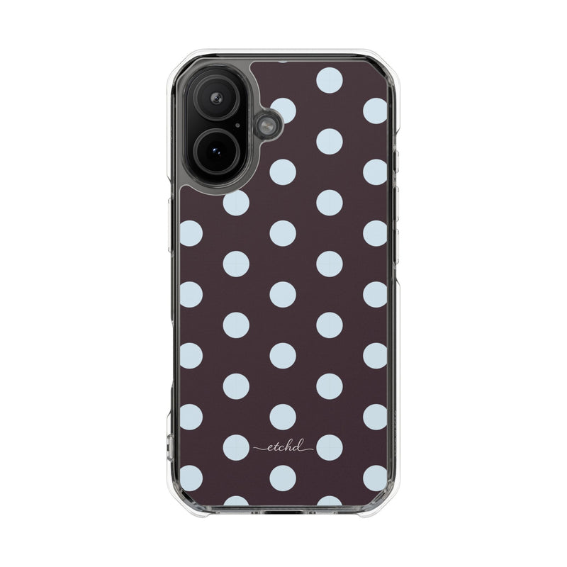 Blue And Plum Polka Dot Clear Magnetic Phone Case-zoom-