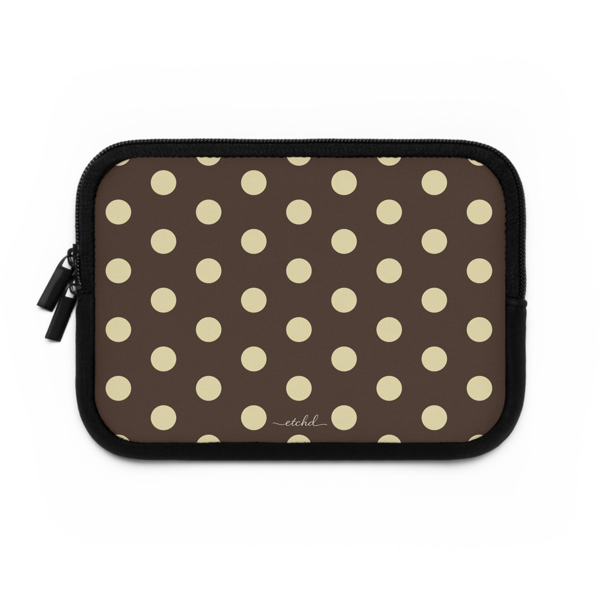 Brown And Butter Yellow Polka Dot Laptop Sleeve by etchd, view 2