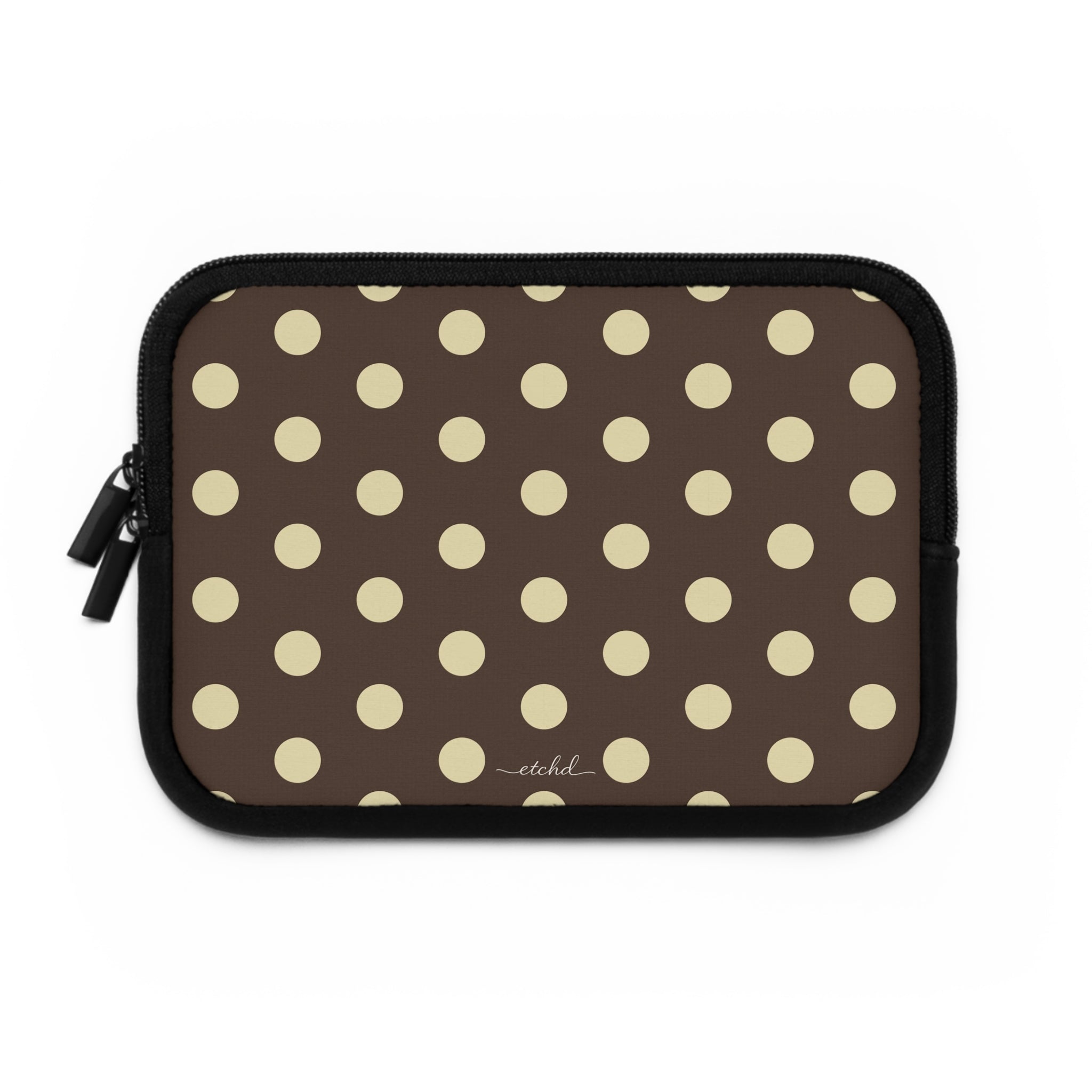 Brown And Butter Yellow Polka Dot Laptop Sleeve by etchd, view 2