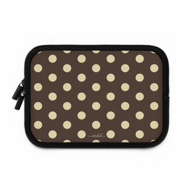 Brown And Butter Yellow Polka Dot Laptop Sleeve by etchd, view 2