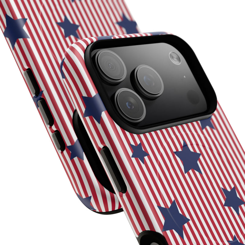 Red Stripes & Blue Stars Magnetic Phone Case by etchd, view 100