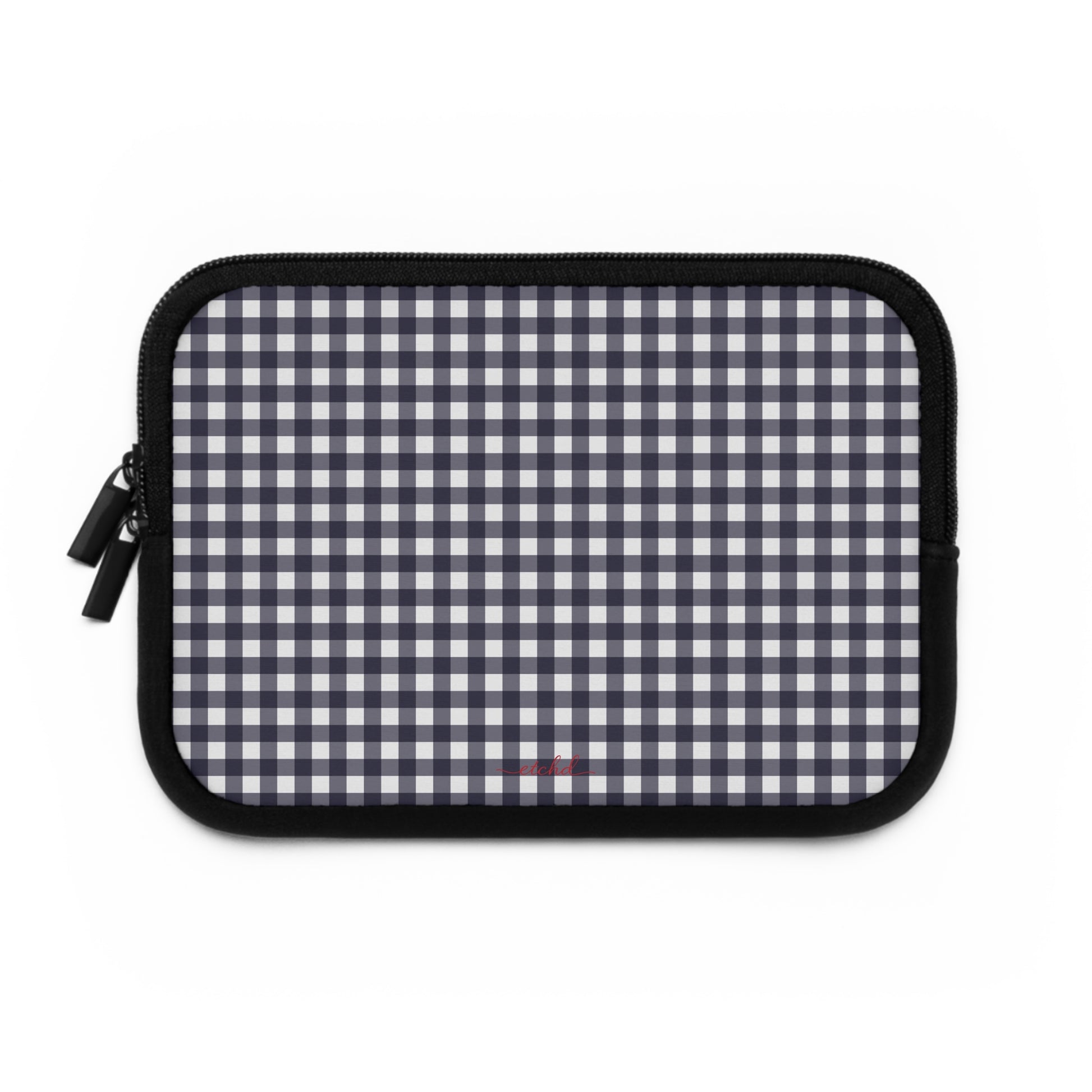 White & Navy Gingham Laptop Sleeve by etchd, view 2