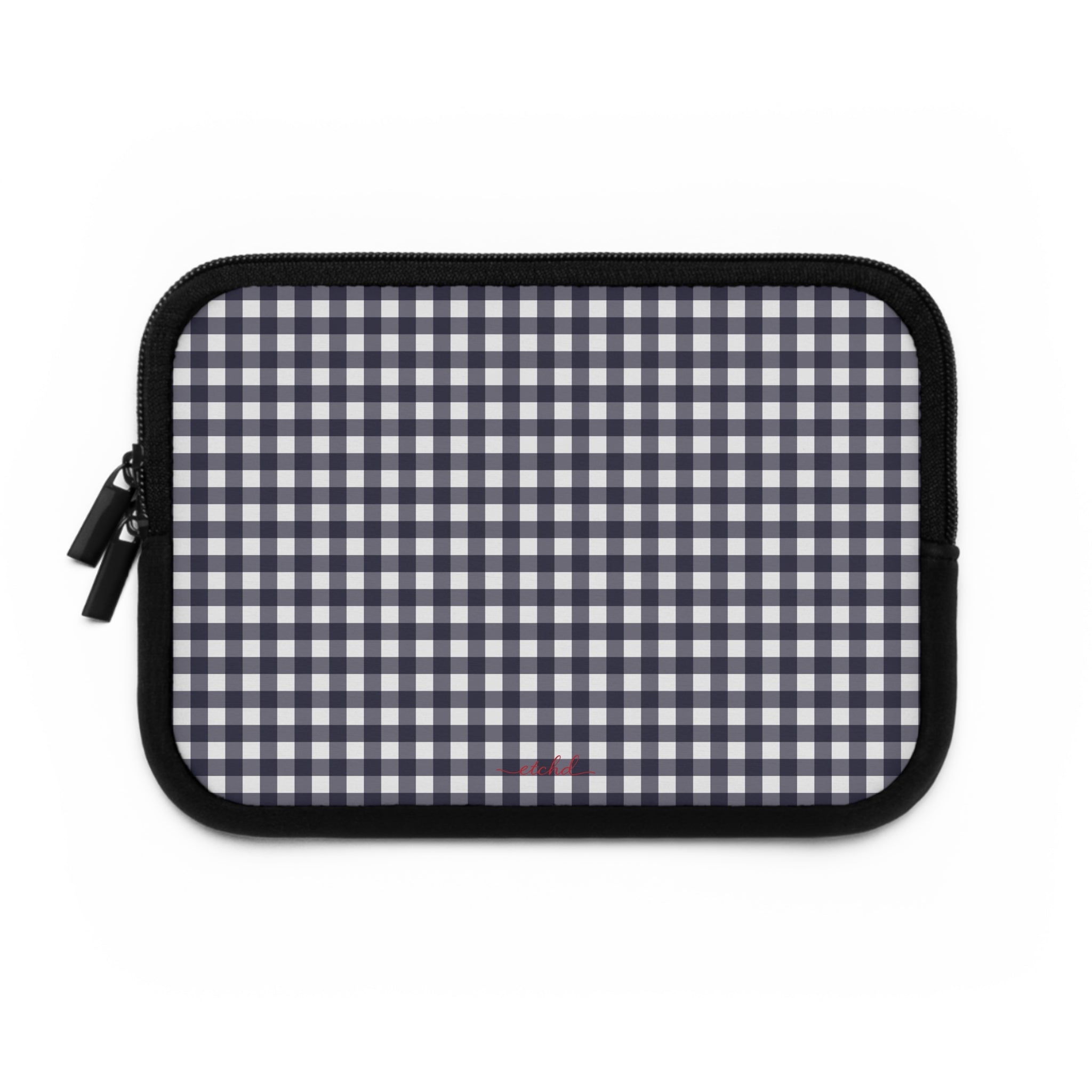 White & Navy Gingham Laptop Sleeve by etchd, view 2
