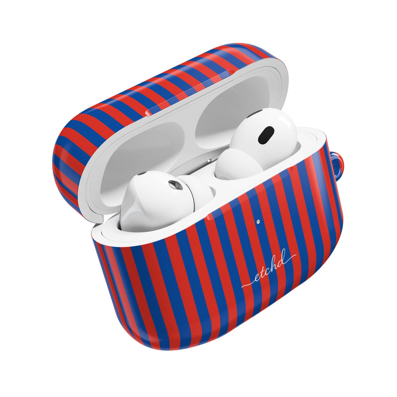 Cobalt & Poppy Striped AirPod Case by etchd, view 9