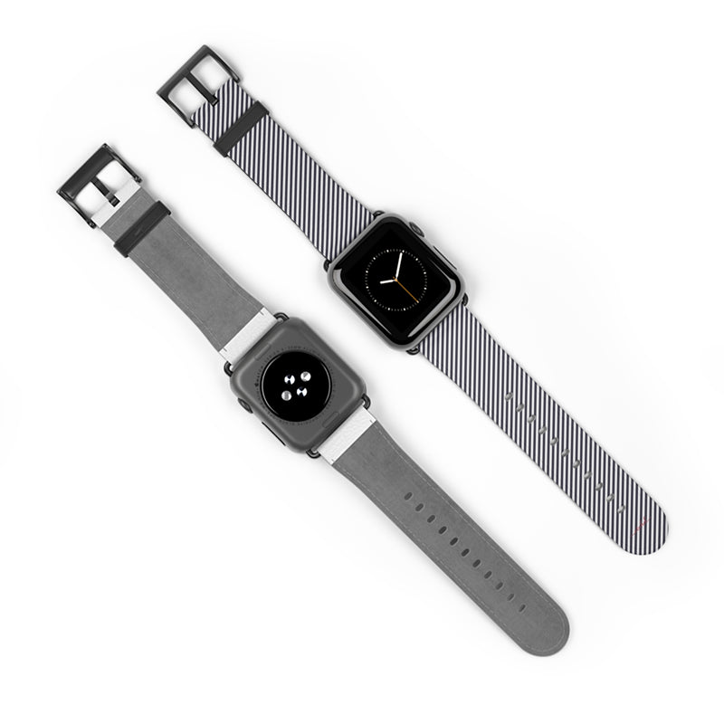 Navy & White Striped Diagonal Smartwatch Strap by etchd, view 10