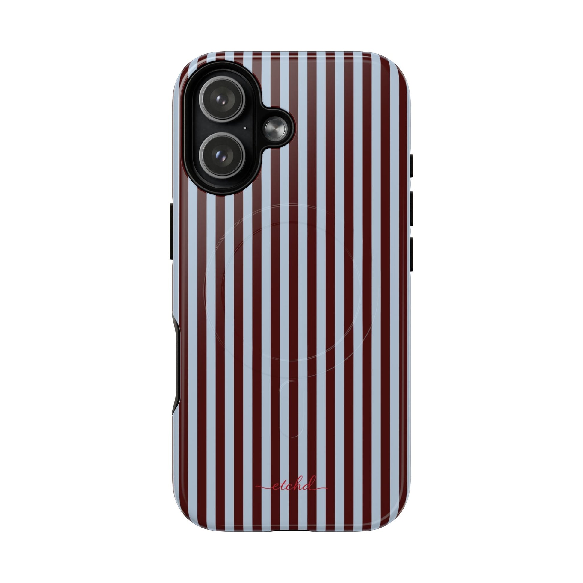 Blue & Cherry Striped Magnetic Phone Case by etchd, view 25