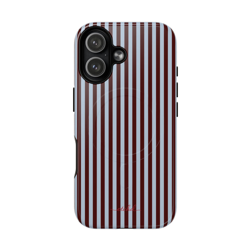 Blue & Cherry Striped Magnetic Phone Case by etchd, view 25