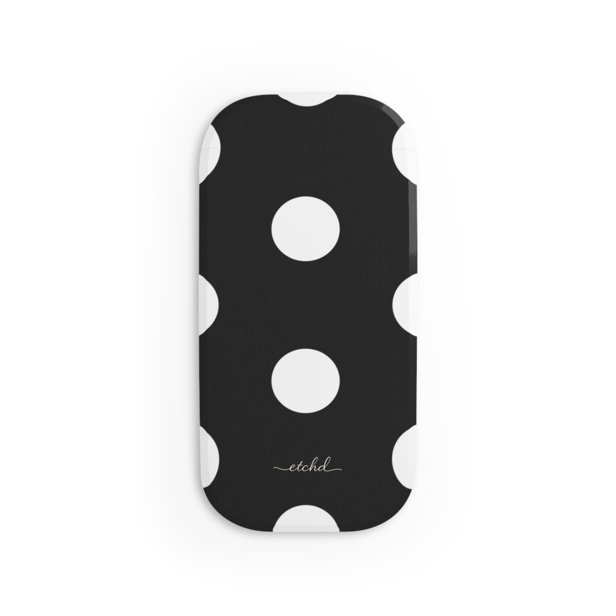 White & Black Polka Dot Click-On Phone Grip by etchd, view 2