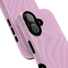Pink Curved Lines Magnetic Phone Case by etchd, view 87