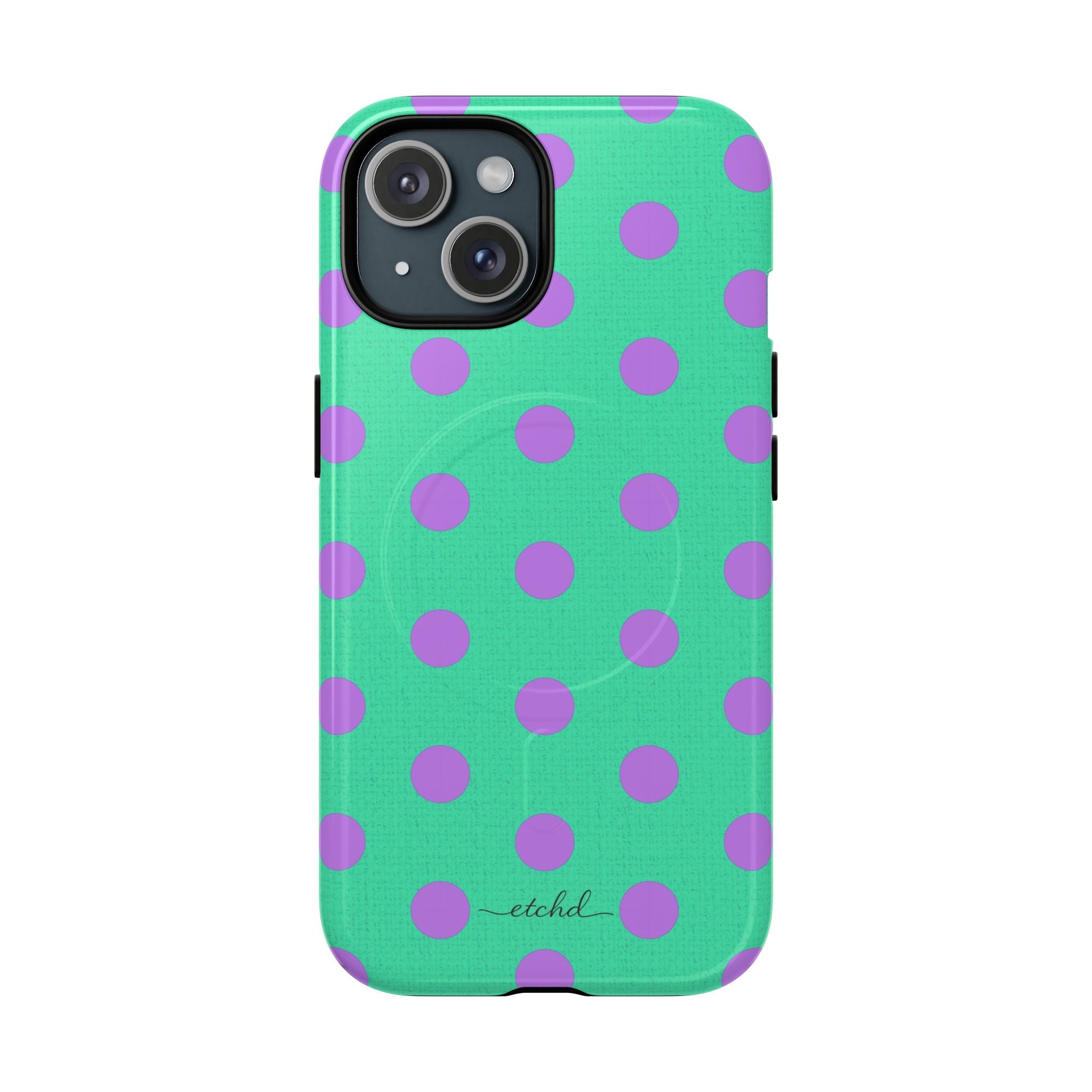 Lilac & Hypermint Polka Dot Magnetic Phone Case by etchd, view 2