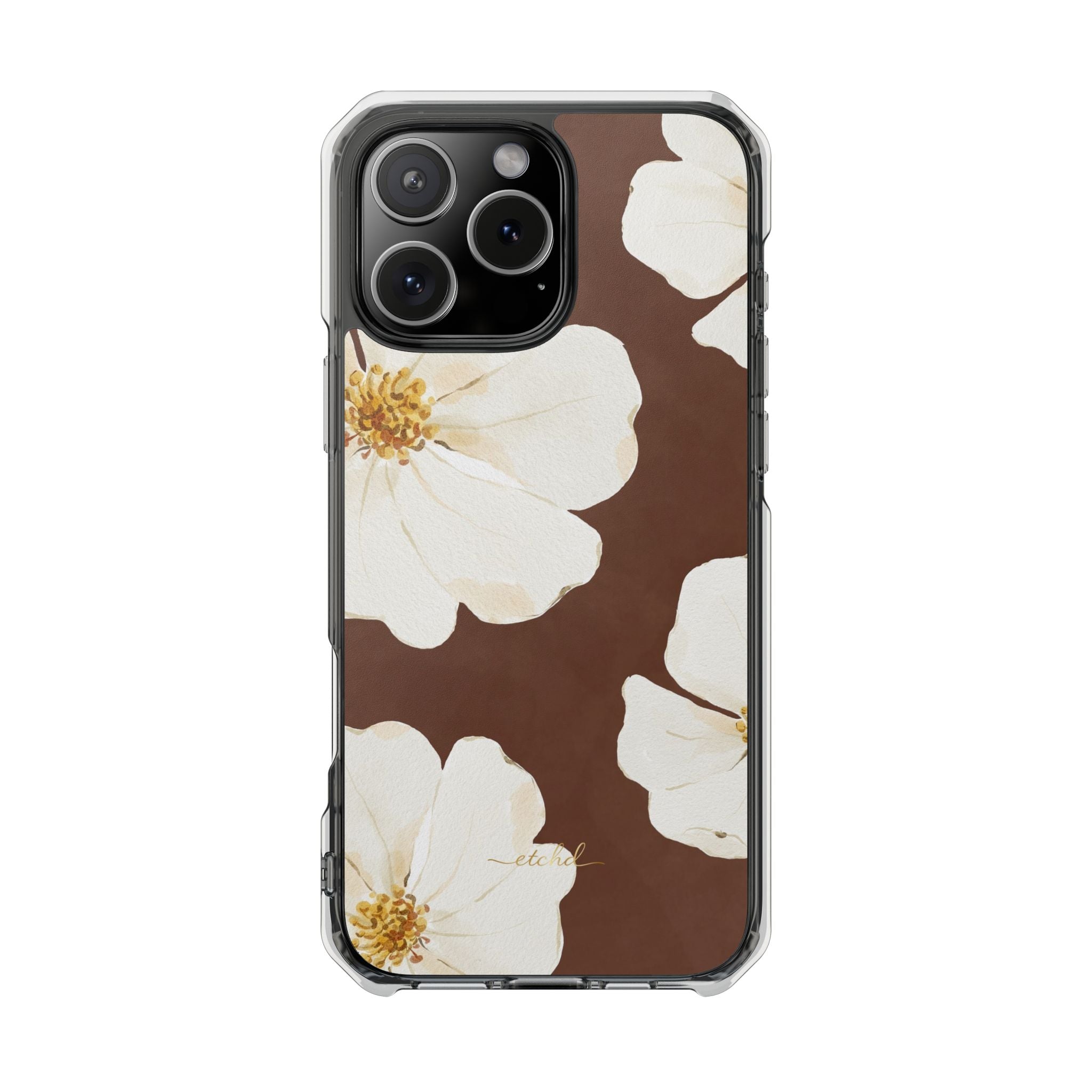 Mocha Blossom Clear Magnetic Phone Case by etchd