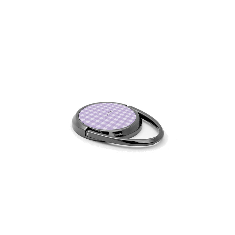 Lilac & Cream Gingham Anillo soporte para móvil-zoom-