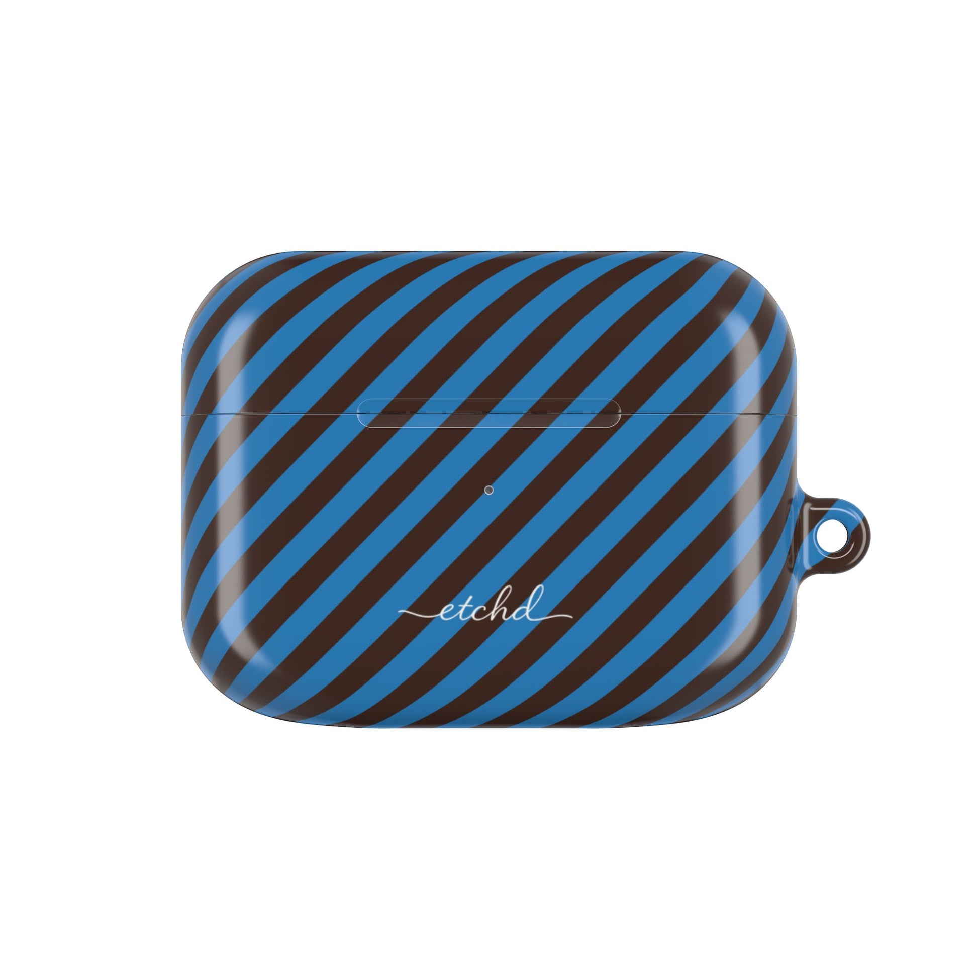 Espresso & Cerulean Striped Diagonal AirPod Case by etchd