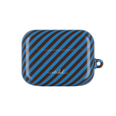 Espresso & Cerulean Striped Diagonal AirPod Case by etchd