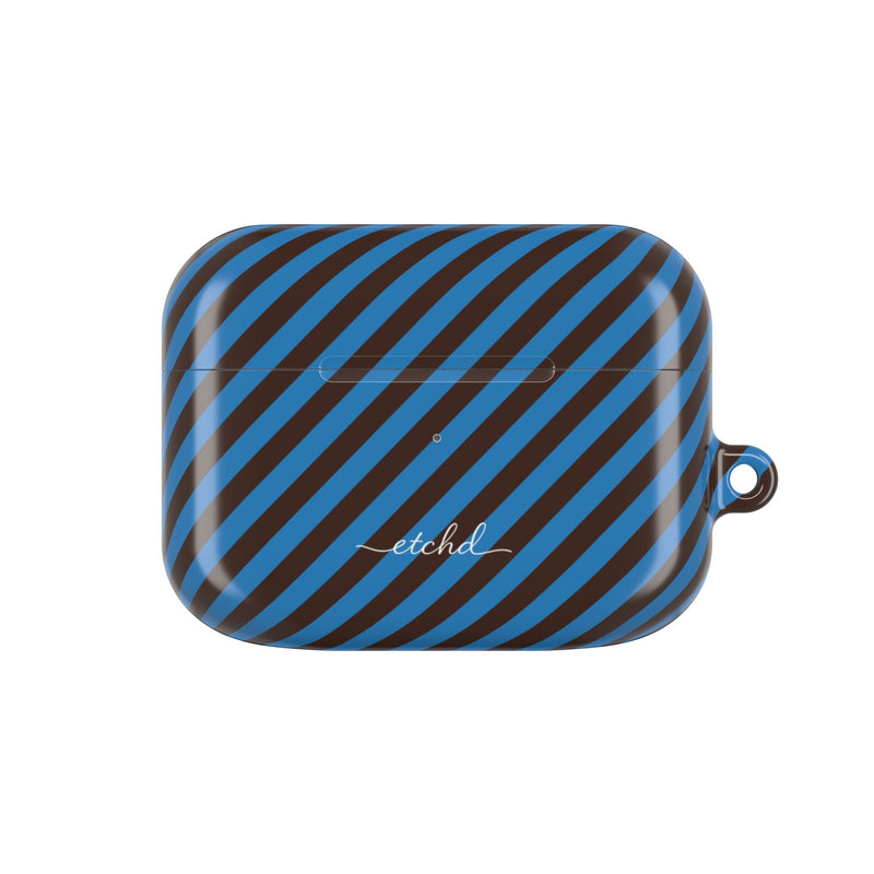 Espresso & Cerulean Striped Diagonal AirPod Case by etchd