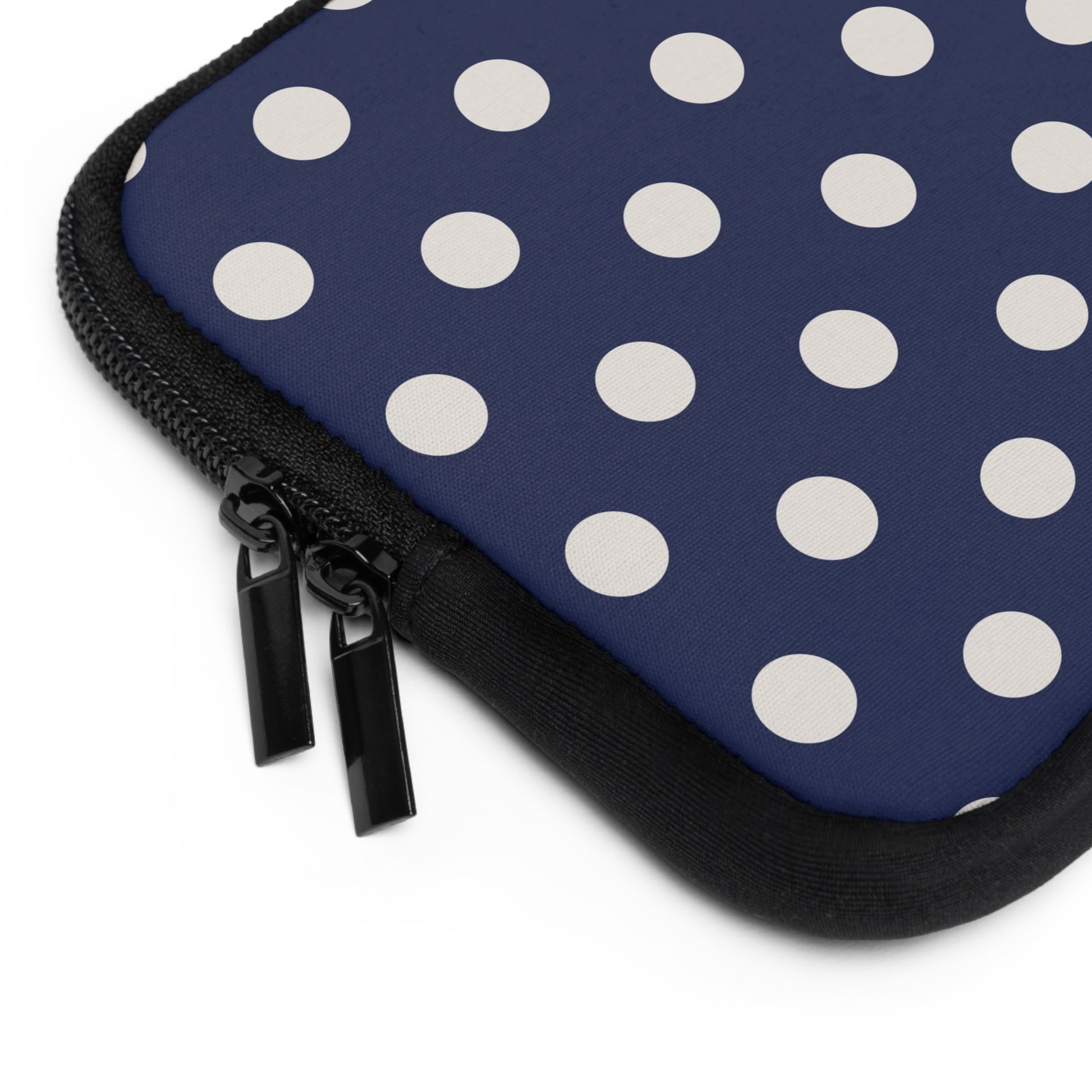 Cream & Navy Polka Dot Laptop Sleeve by etchd, view 12