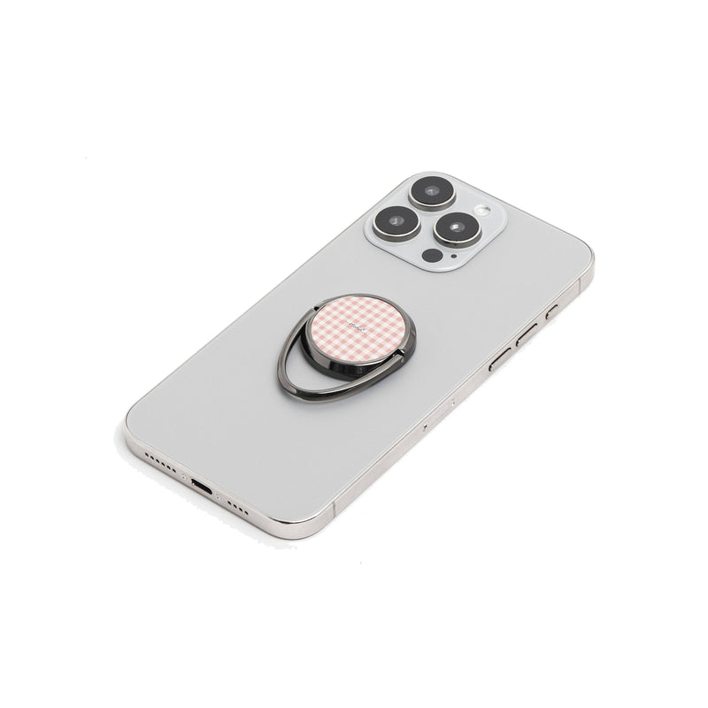 Blush & White Gingham Phone Ring Holder-zoom-
