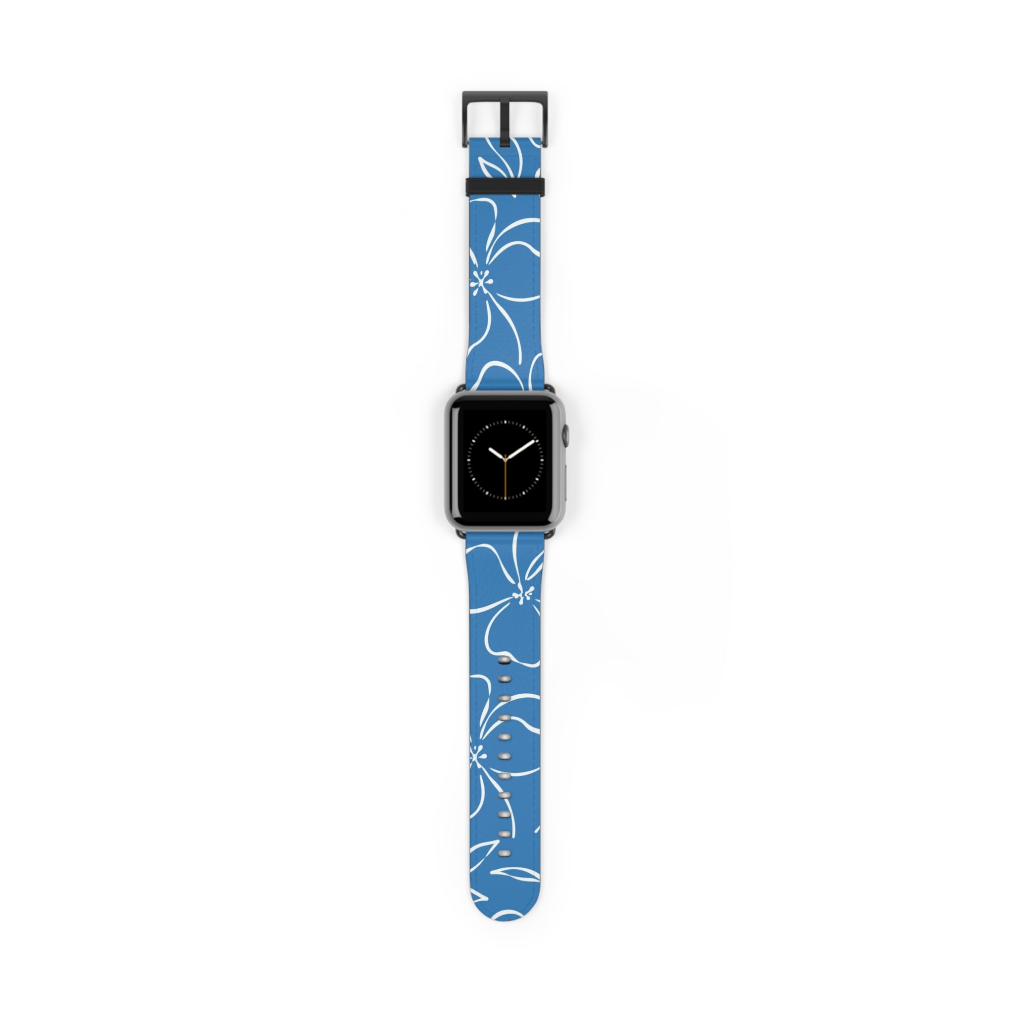 Cerulean & White Floral Cinturino per smartwatch di etchd, vista 2