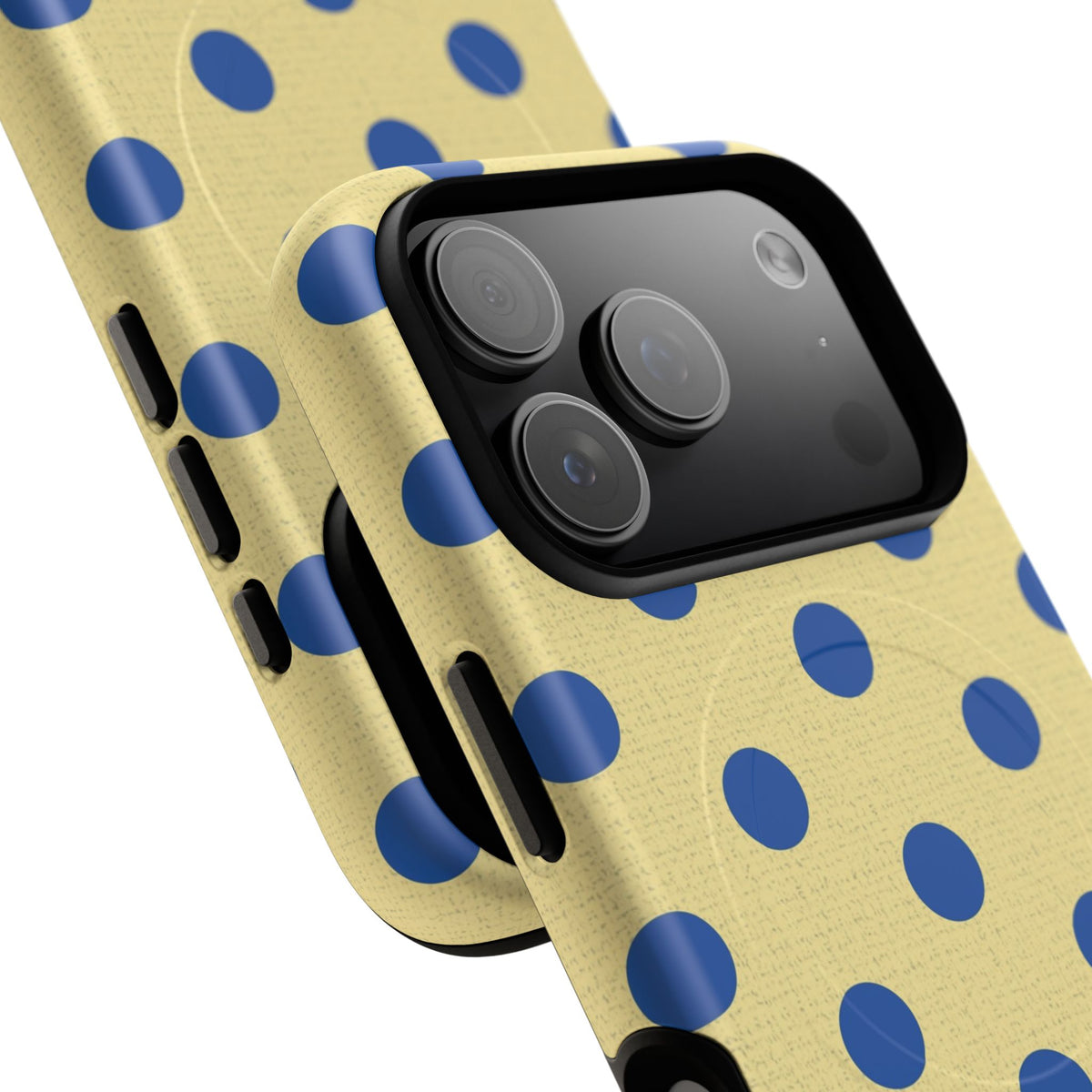 Cobalt & Butter Polka Dot Magnetic Phone Case by etchd, view 100