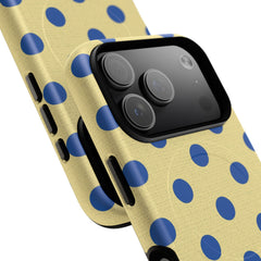 Cobalt & Butter Polka Dot Magnetic Phone Case by etchd, view 100