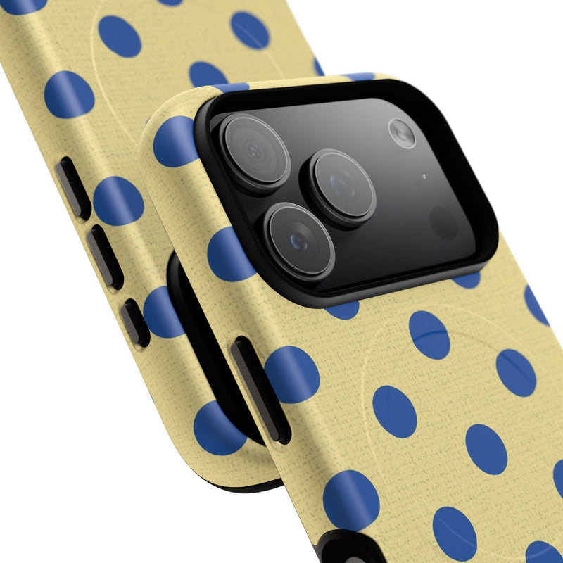 Cobalt & Butter Polka Dot Magnetic Phone Case by etchd, view 100