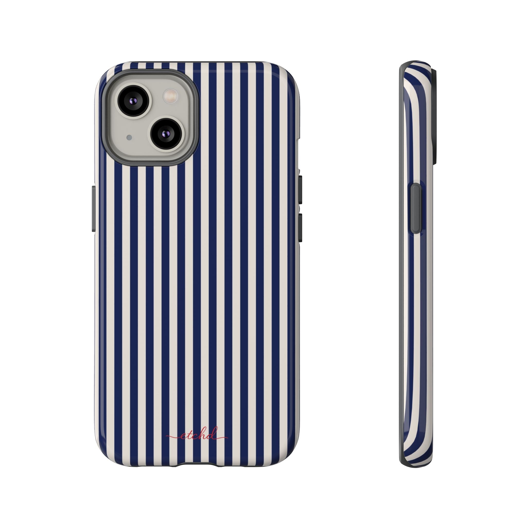 Navy & Cream Striped Funda para móvil de etchd, vista 2