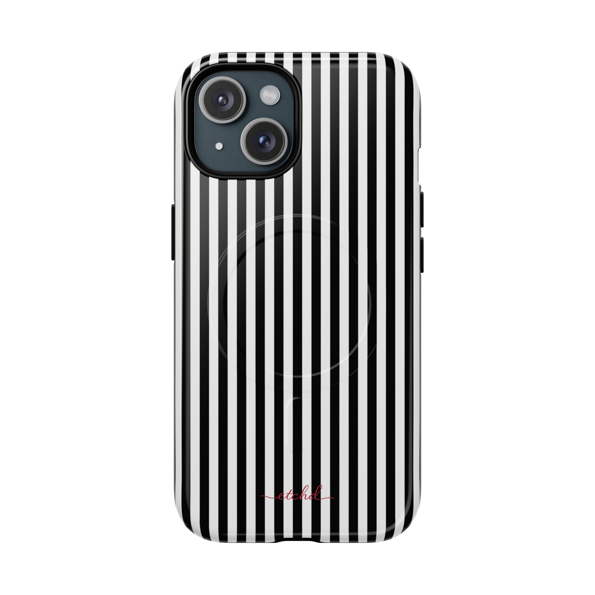 Black & White Striped Funda magnética para móvil de etchd, vista 2