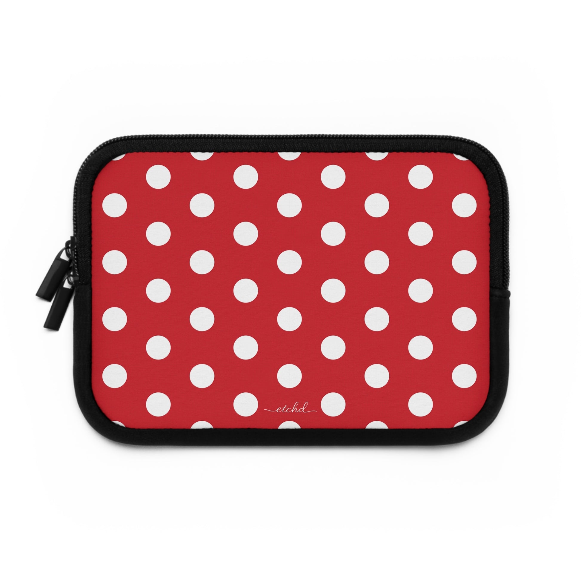 Classic Red Polka Dot Laptop Sleeve by etchd, view 2